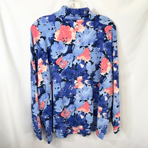 Talbots Plus Size 3XP Pullover Floral Quarter Zip Long Sleeve Sweatshirt 1719 - Picture 2 of 9